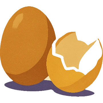 One whole egg and one cracked shell