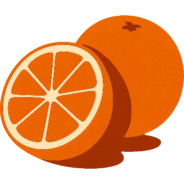 An orange, halved